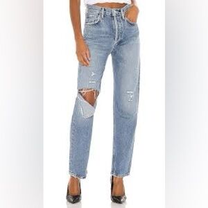 AGOLDE '90s Pinch Waist Straight Leg Denim Jeans High Rise Distressed 23 W 28 L